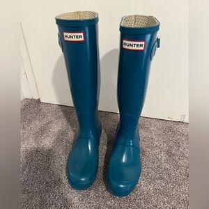 Tall Hunter Boots, size 7, teal